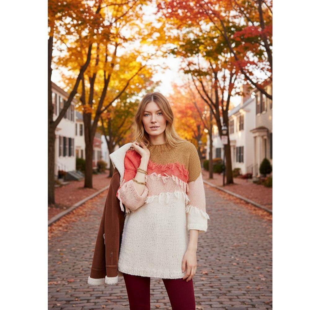 New Anthropologie $298 Vero Alfie Hand Knit Marlene Tunic Sweater Small Tunix
